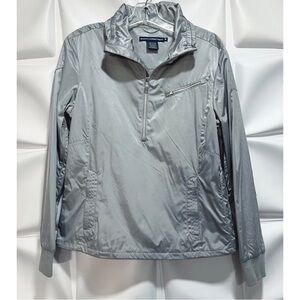 Ralph Lauren Golf Women Sz M Silver Popover 1/2 Zip Windbreaker Jacket Vented